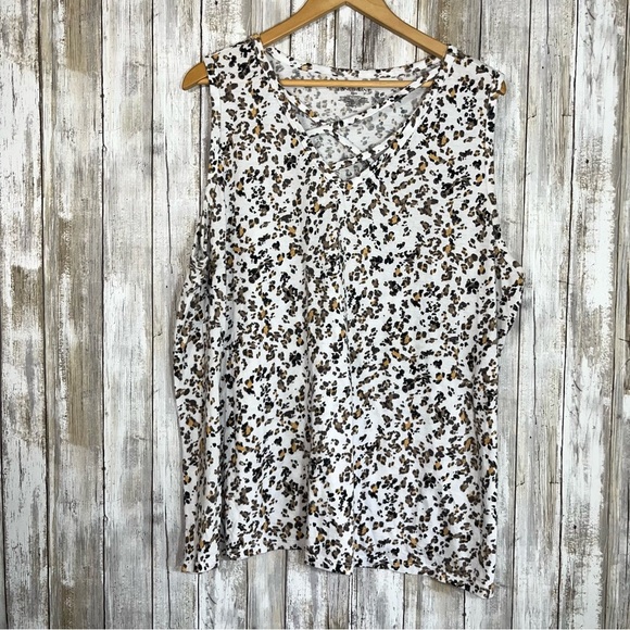 Lane Bryant Tops - Lane Bryant White Leopard Cross Front Tank